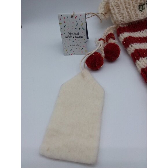 West Elm griffin Striped Knit Wool Christmas Holiday Stocking Handcrafted - Picture 4 of 12